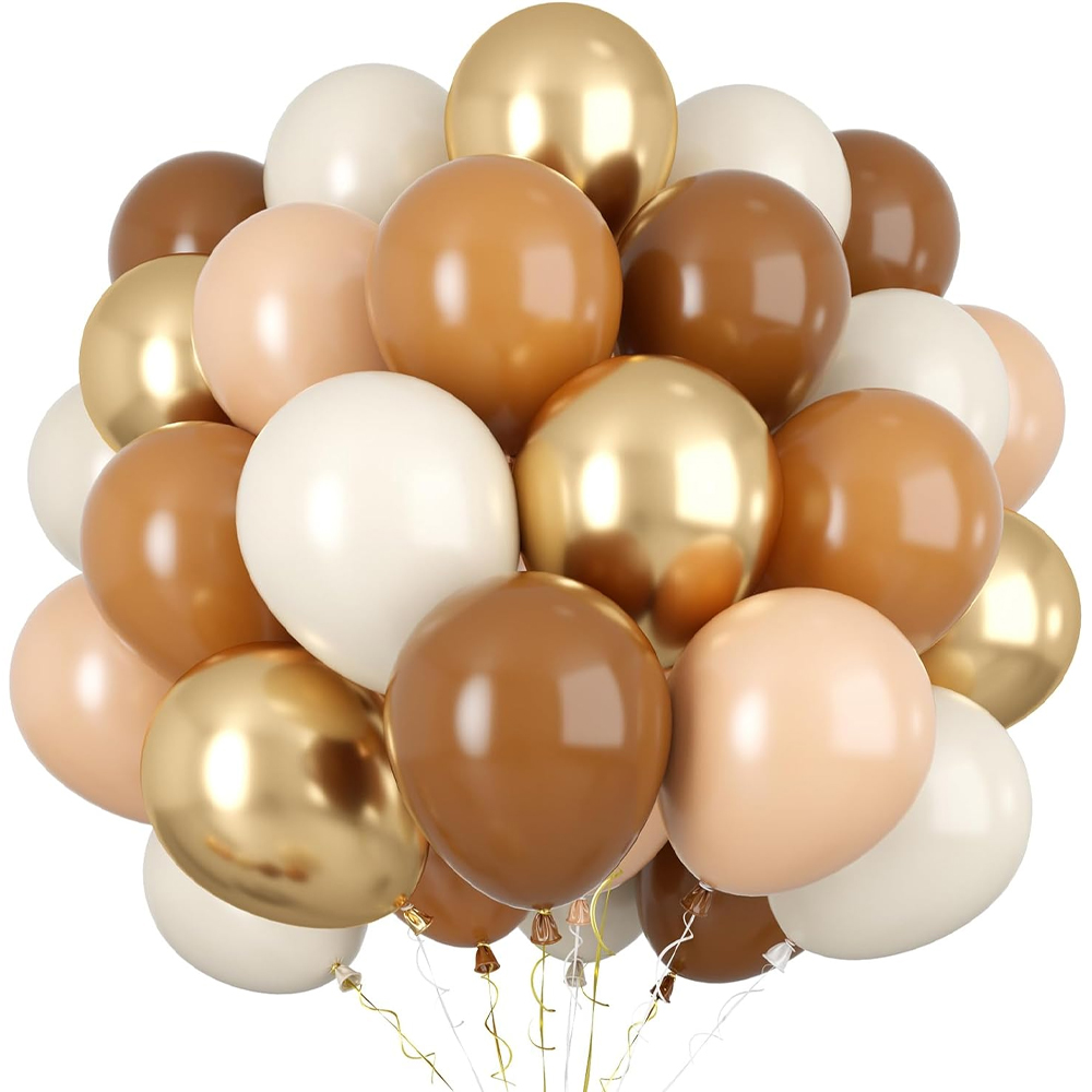Gold Krom Kahverengi Ten Rengi Beyaz Balon Seti 10’lu