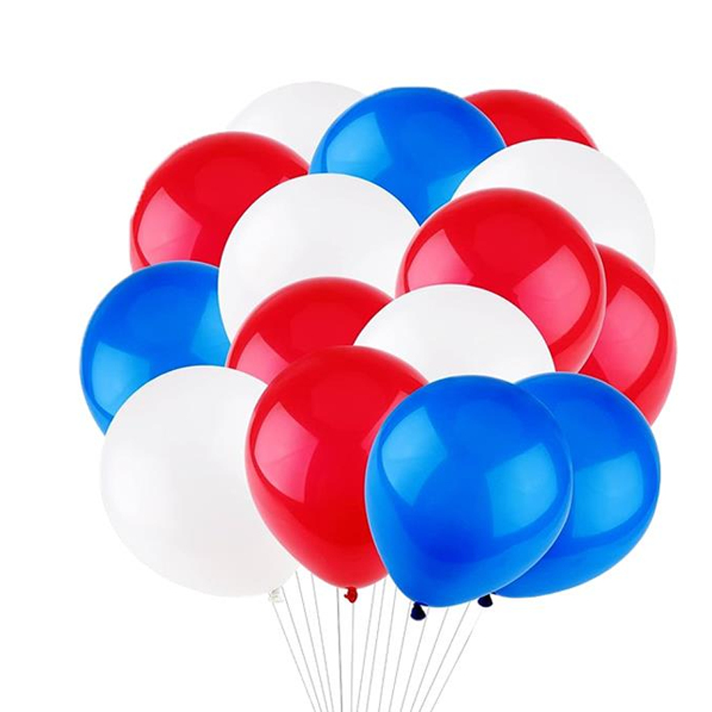 Mavi, Kırmızı ve Beyaz Renkli Karışık Lateks Balon 5’li