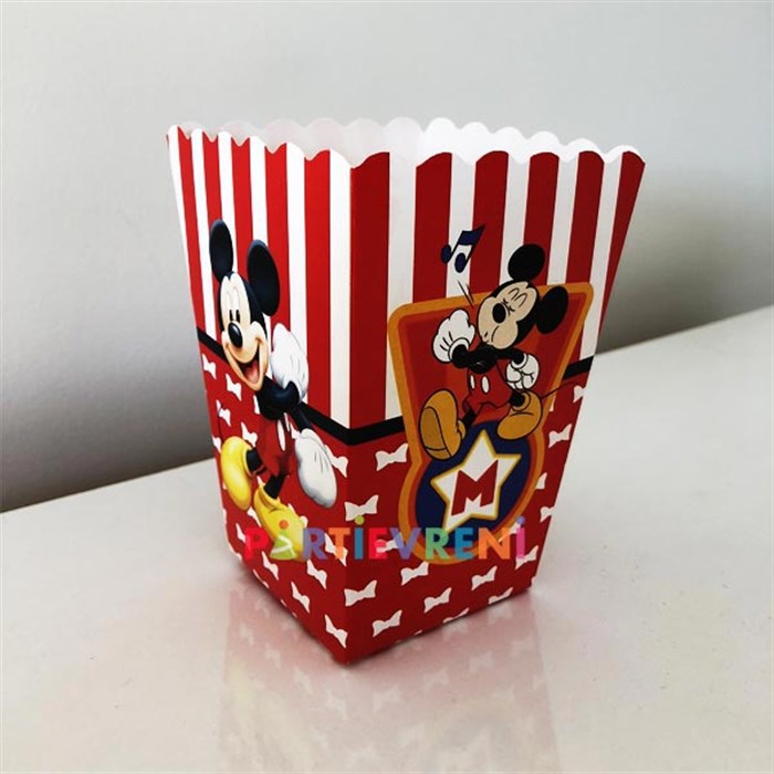 Mickey Mouse Doğum Günü Konseptli Mısır Popcorn Kutusu - 5 Adet
