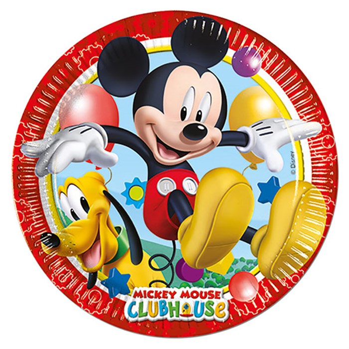 Mickey Mouse Doğum Günü Konseptli Tabak 8 adet 23 cm