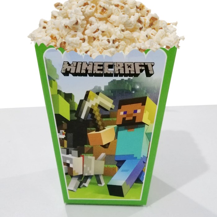 Minecraft Temalı Parti Malzemeleri Mısır Popcorn Kutusu - 5 Adet