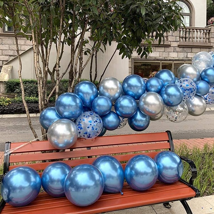 Metalik Balon Mavi Krom Kaplı - 5 Adet