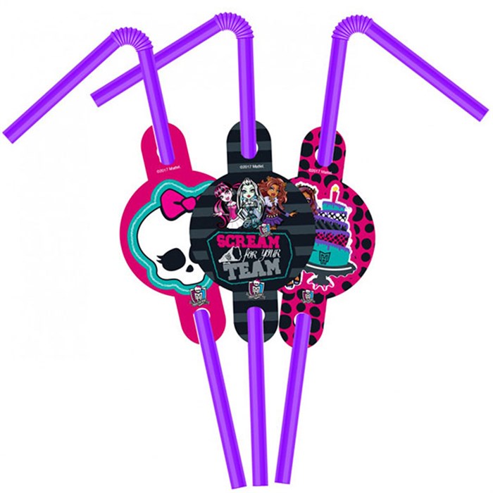Monster High Doğum Günü konseptli 6 lı Pipet