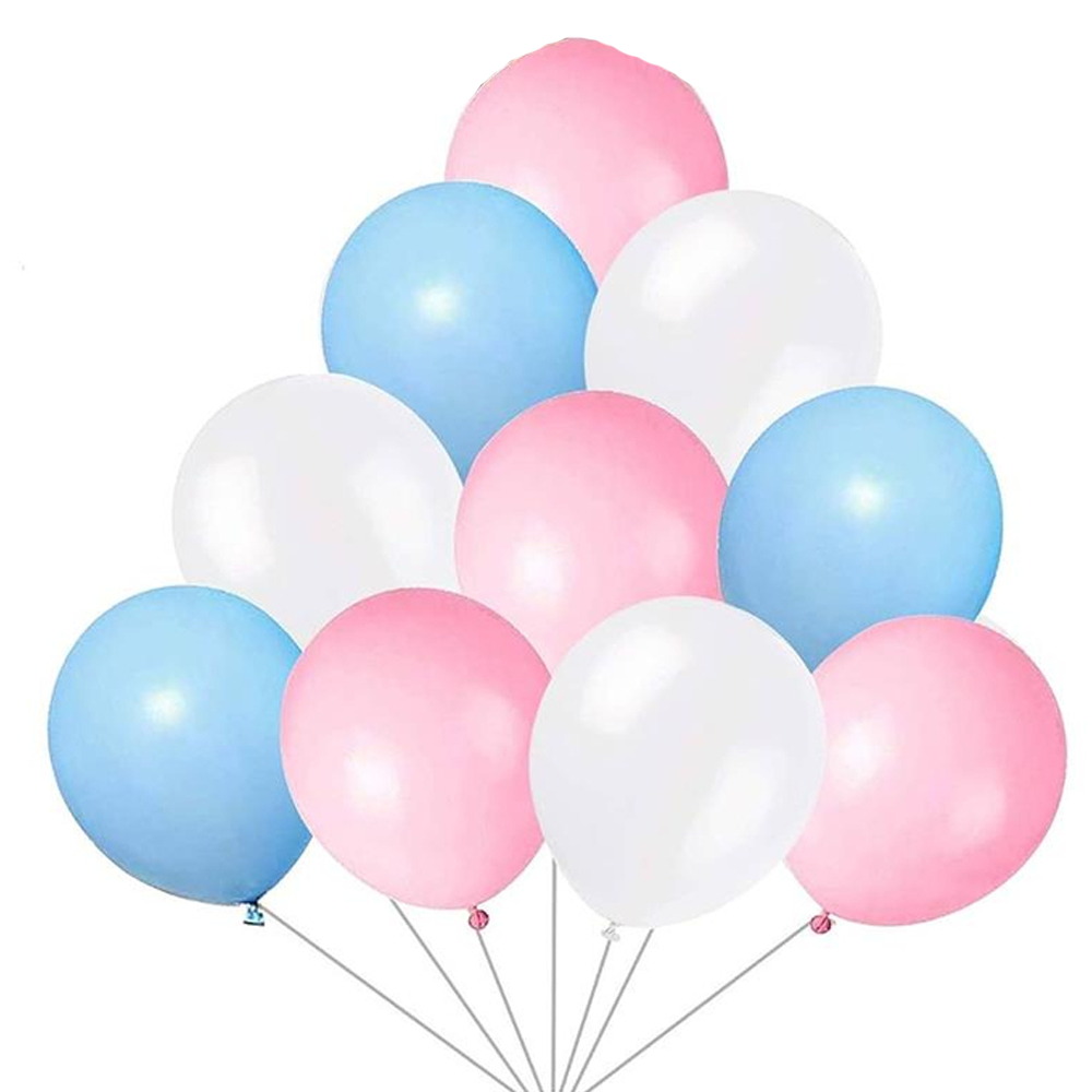 Mavi, Pembe ve Beyaz Renkli Karışık Lateks Balon 5’li