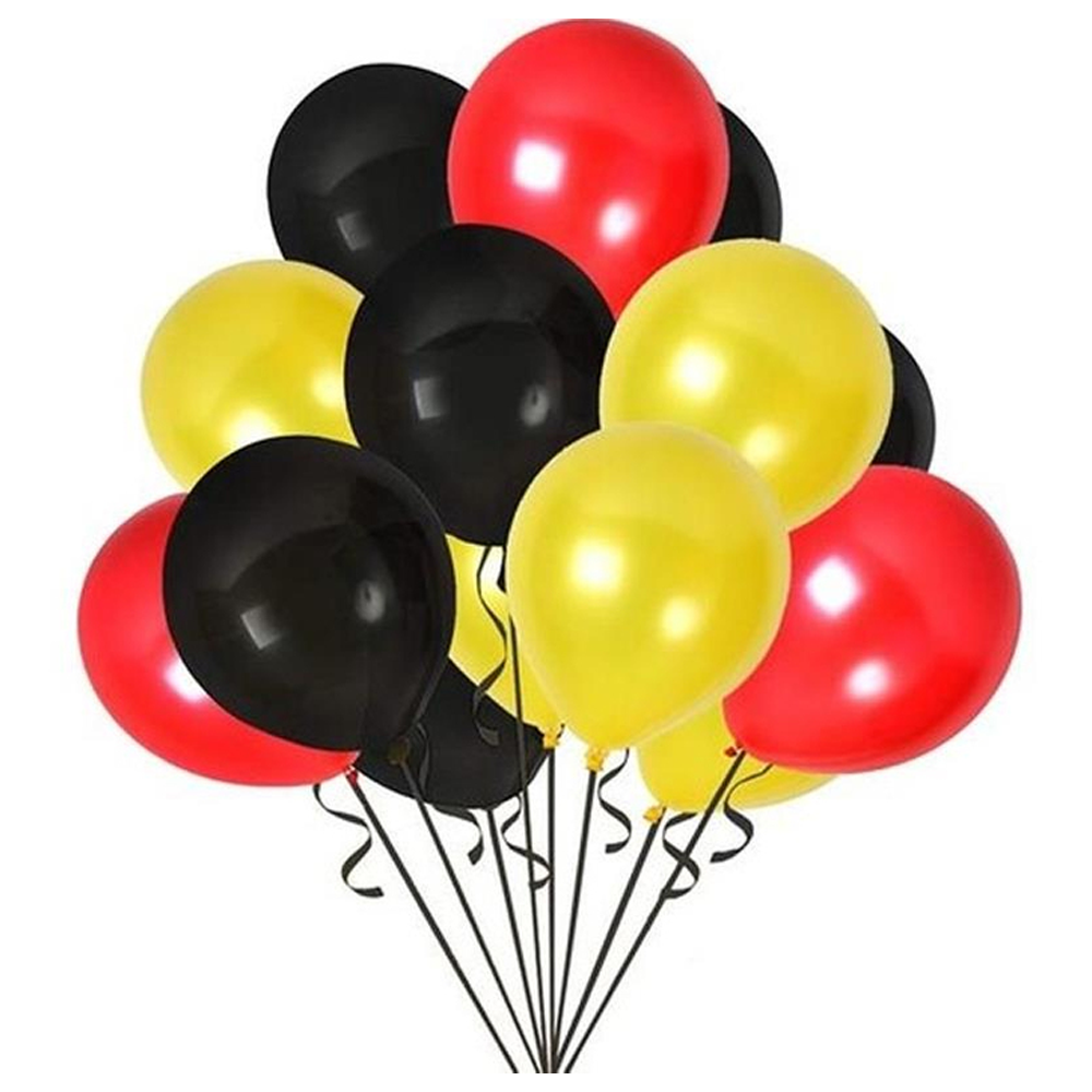 Sarı , Kırmızı ve Siyah Renk Karışık Lateks Balon 5 Adet
