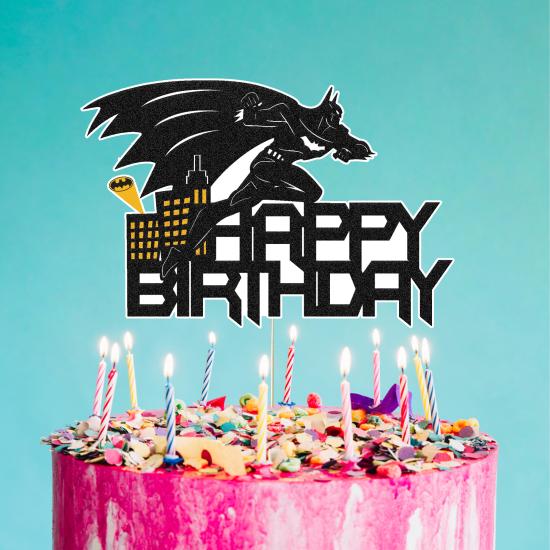 Batman Konsepti Happy Birthday Pasta Süsü