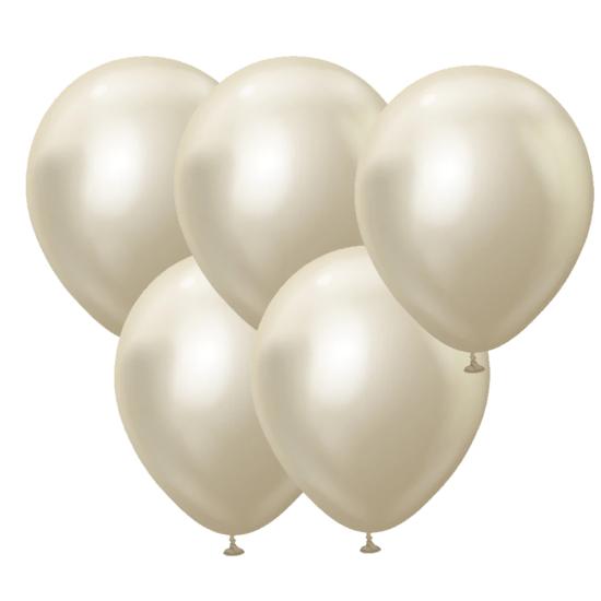 Beyaz Altın Krom Kaplı Metalik Balon 5’li