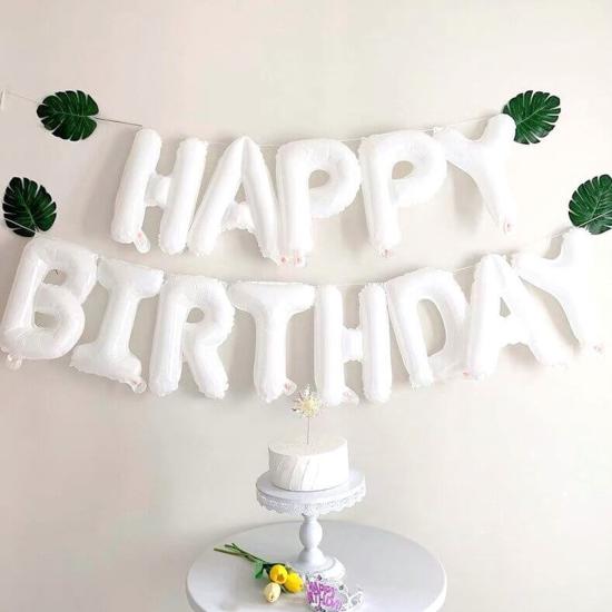 Happy Birthday Yazılı Beyaz Folyo Balon