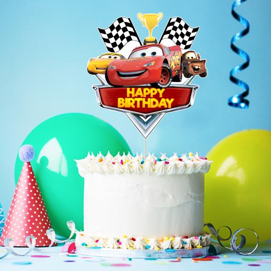 Cars Temalı Happy Birthday Pasta Süsü