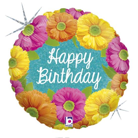 Happy Birthday Çiçekli Premium Folyo Balon