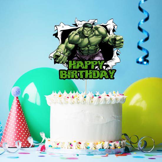 Hulk Konsepti Happy Birthday Pasta Süsü