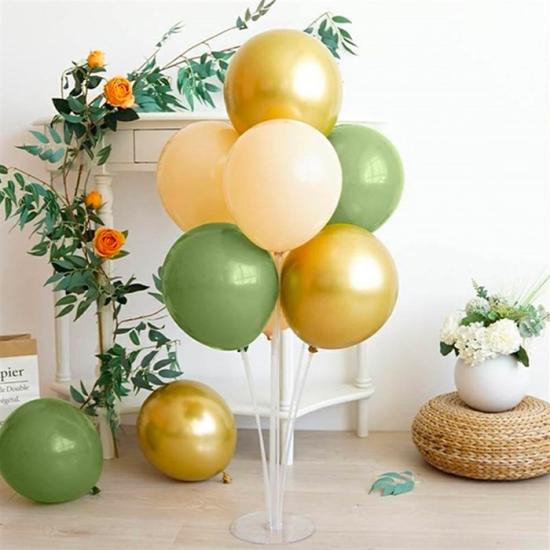Küf Yeşili Somon ve Gold Balonlu - Ayaklı Balon Standı