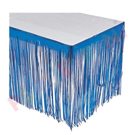 Masa Eteği Mavi Işıltılı Püsküllü - 4 m x 75cm