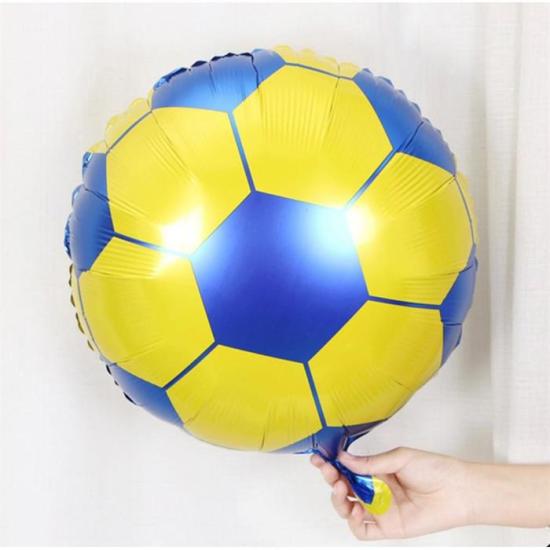 Sarı Lacivert Futbol Topu Şeklinde Folyo Balon