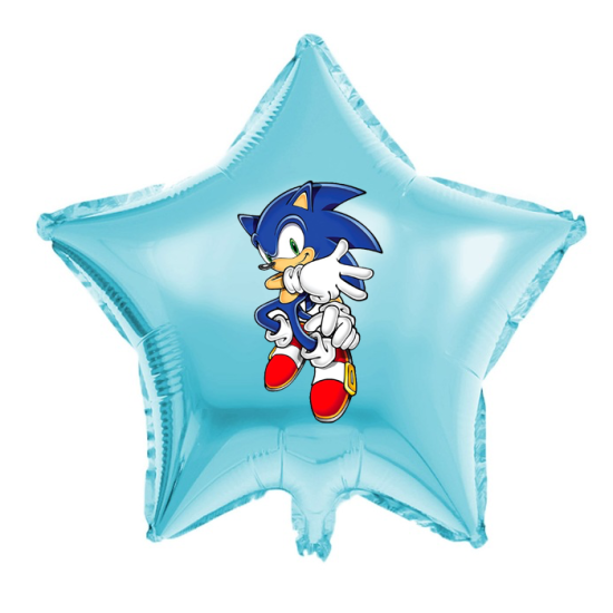 Sonic Temalı Stickerlı Yıldız Folyo Balon