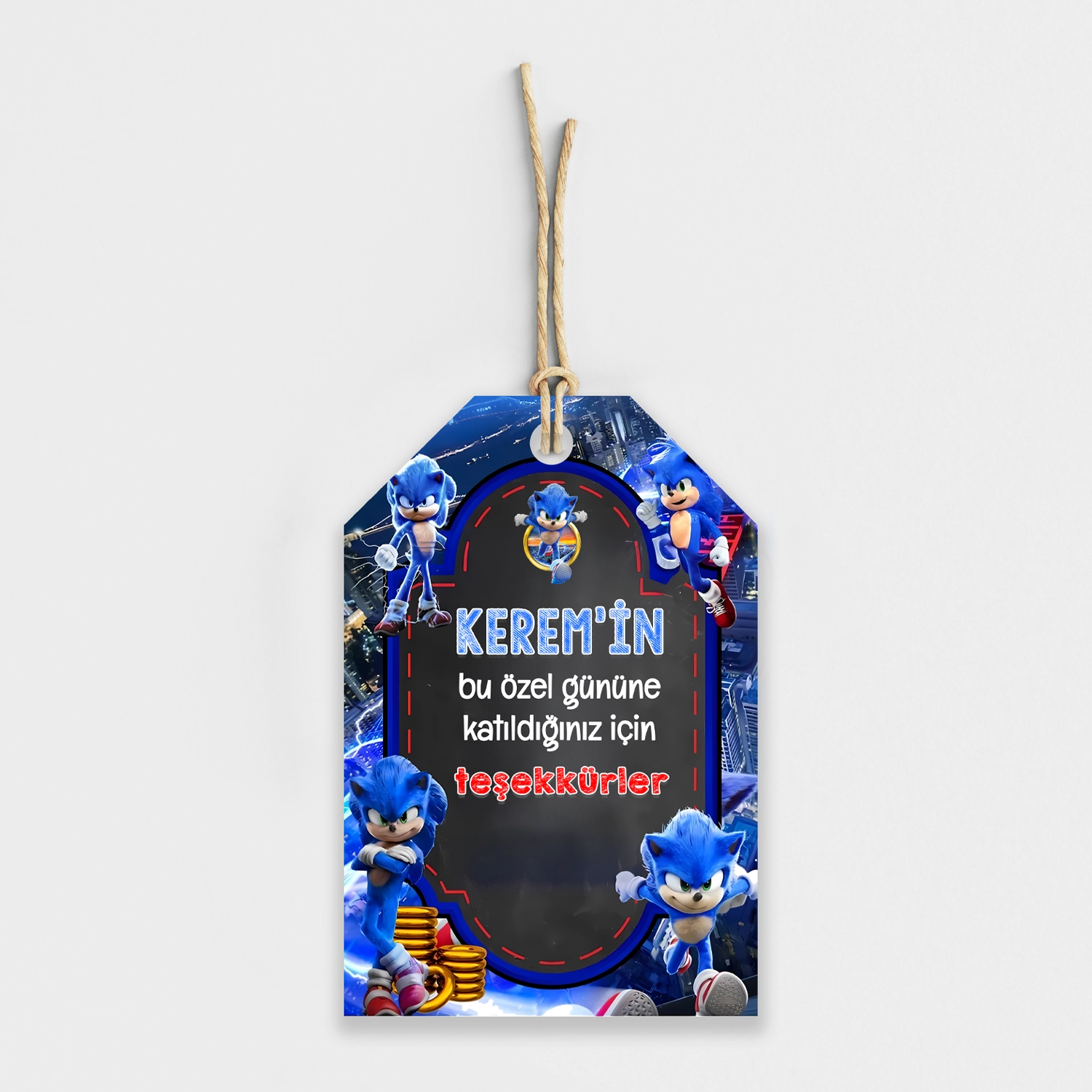 Sonic Temalı Kişiye Özel Teşekkür Kartı 8’li