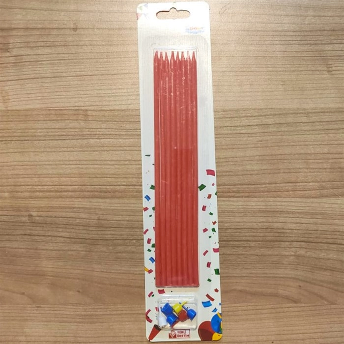 Kırmızı Uzun Mum 7 Adet