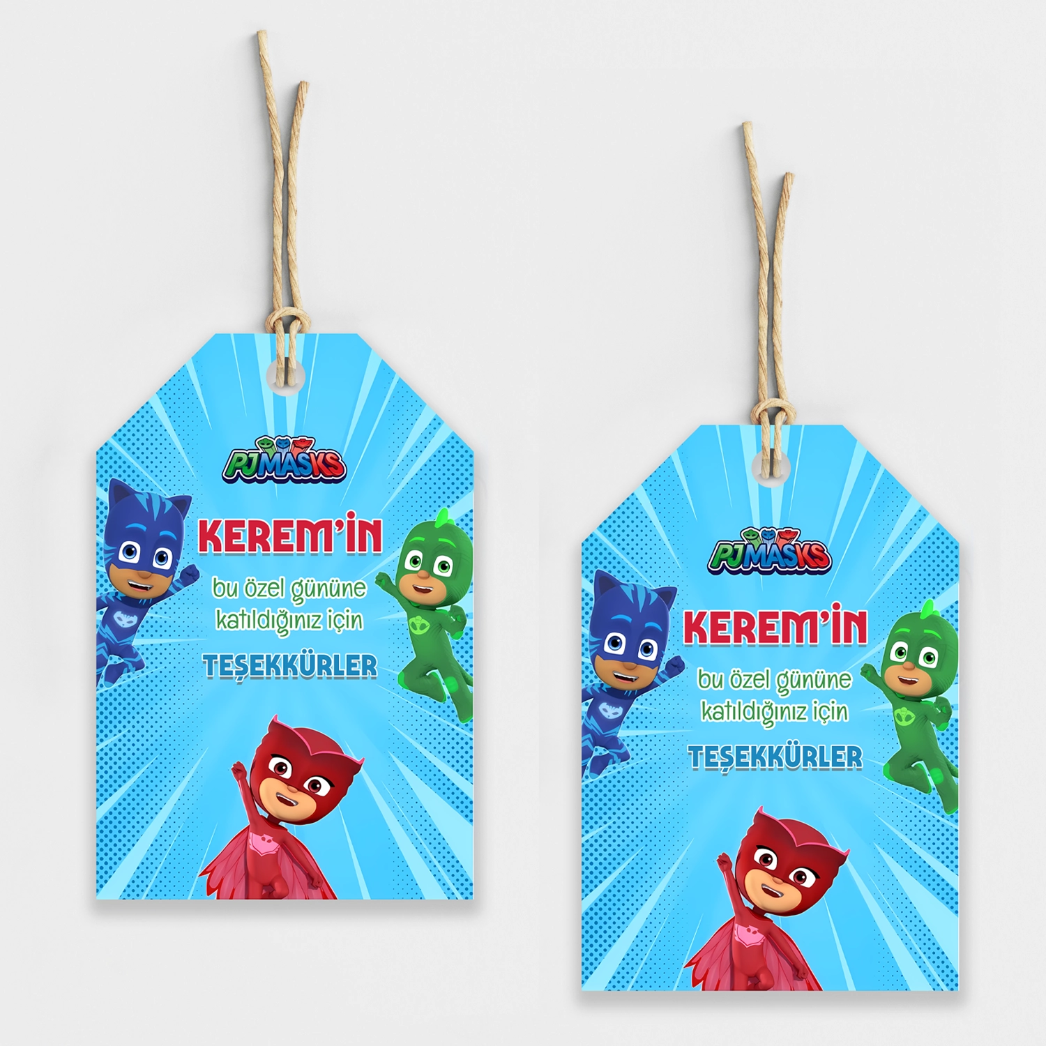 Pijamaskeliler Temalı Kişiye Özel Teşekkür Kartı 8’li