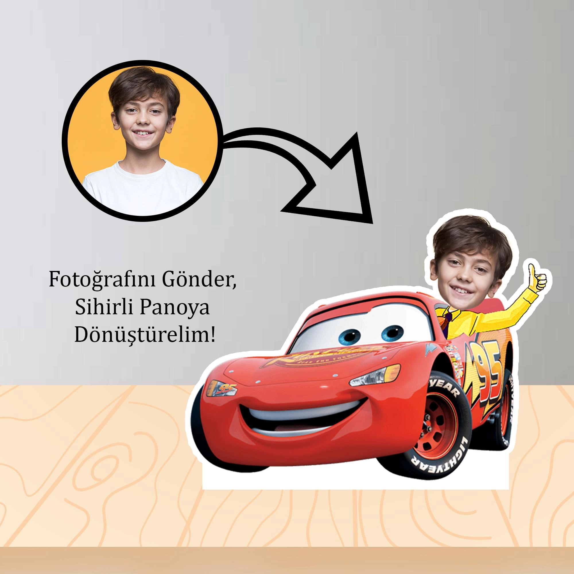 Kişiye Özel  Arabalar Cars Temalı Pano ve Pasta Süsü Seti