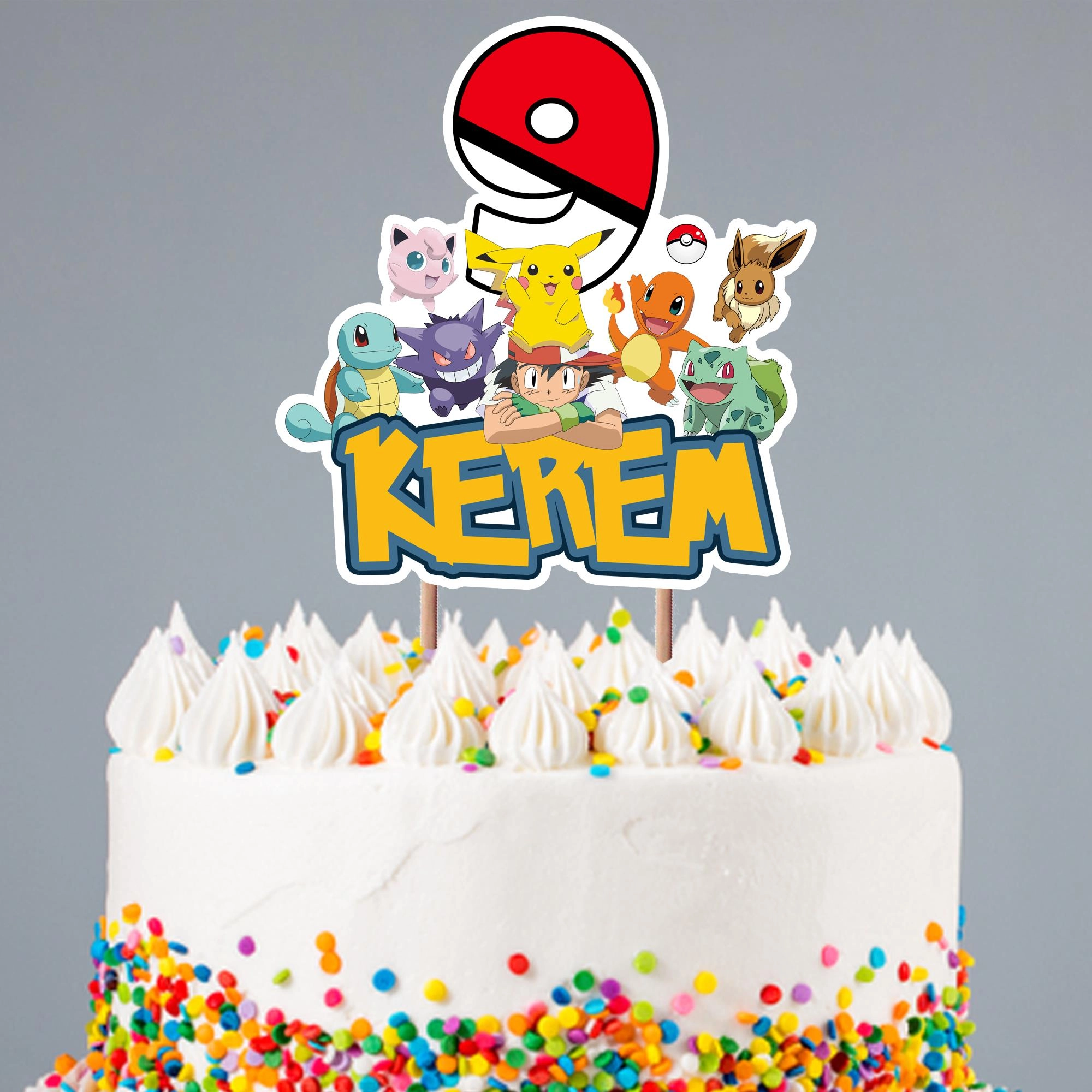 Kişiye Özel Pokemon Temalı Pasta Süsü Seti