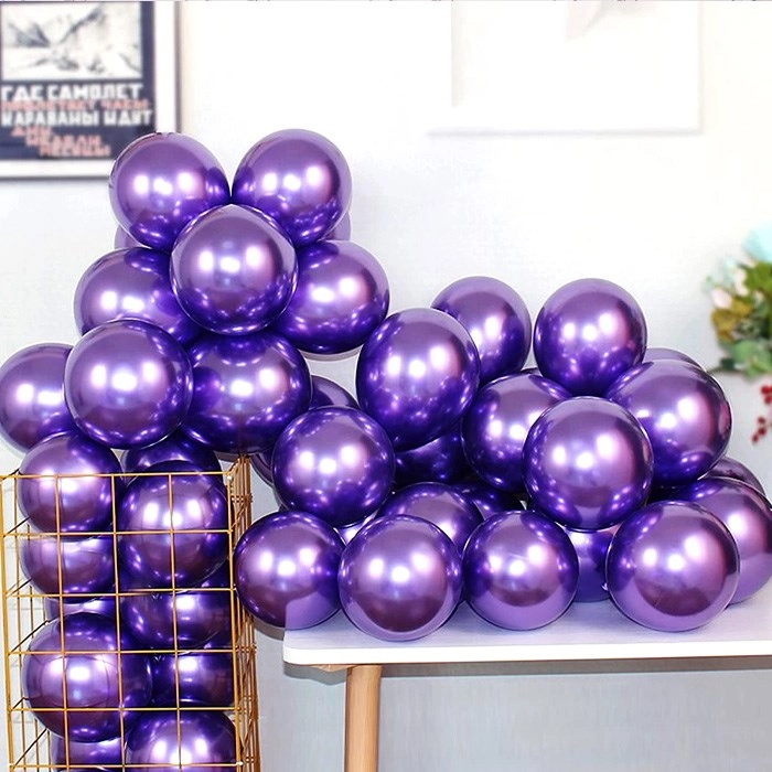 Mor Krom Kaplı Metalik Balon - 5 Adet