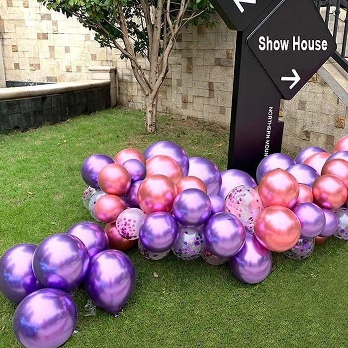 Mor Krom Kaplı Metalik Balon - 5 Adet