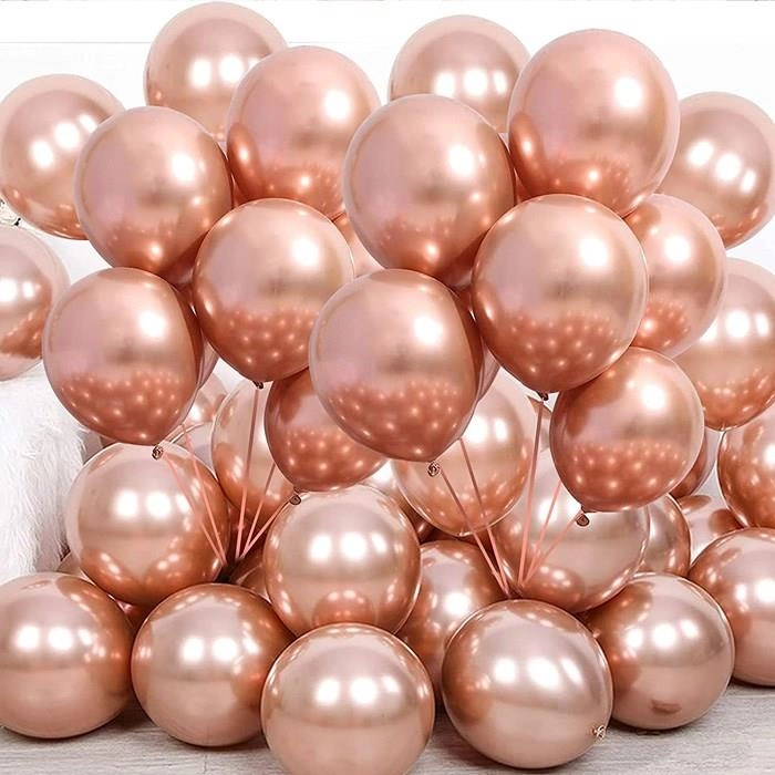 Rose Gold Krom Kaplı Metalik Balon - 50 Adet