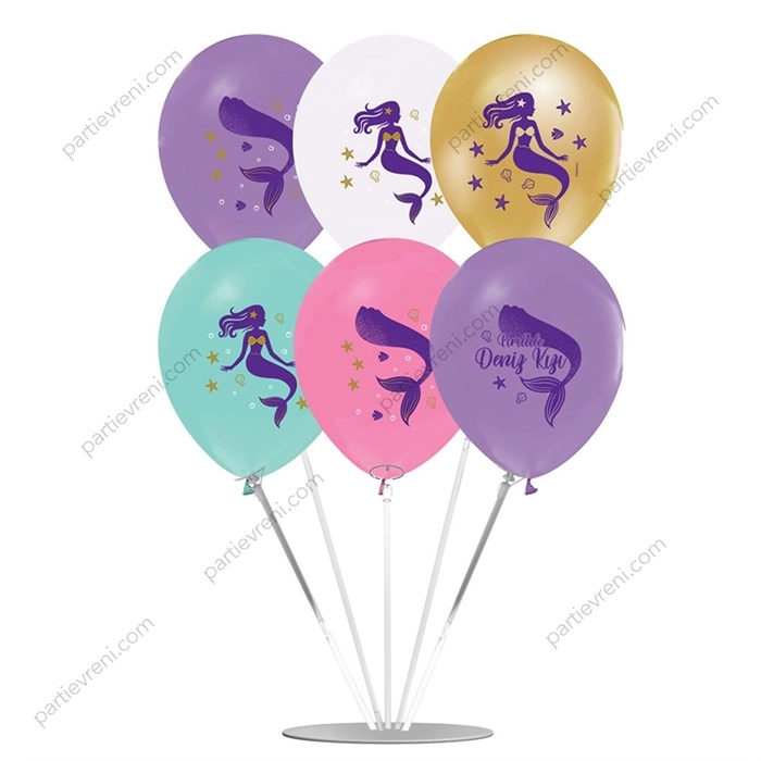 Ayaklı Balon Standı - Deniz Kızı Balonlu