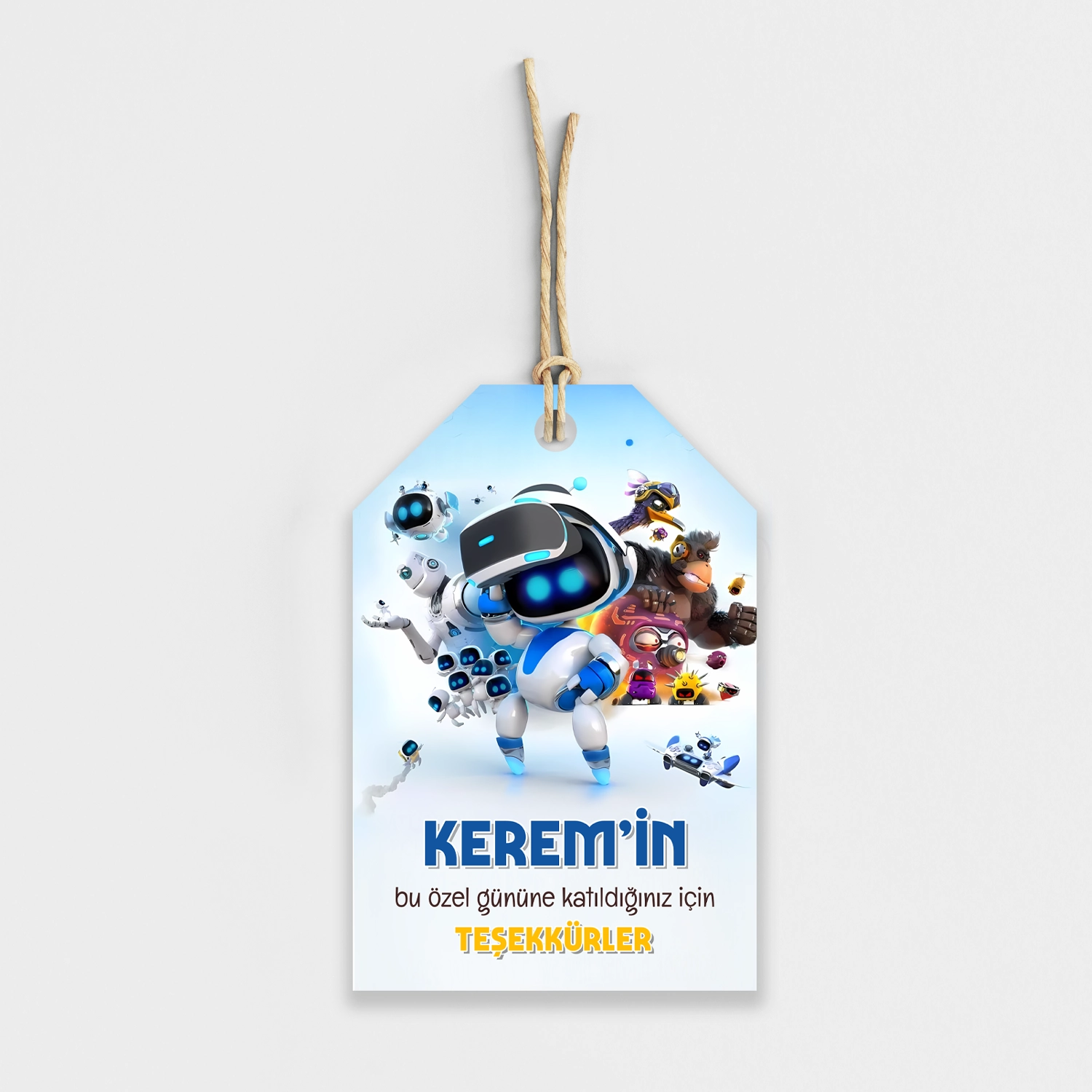 Astro Bot Temalı Kişiye Özel Teşekkür Kartı 8’li