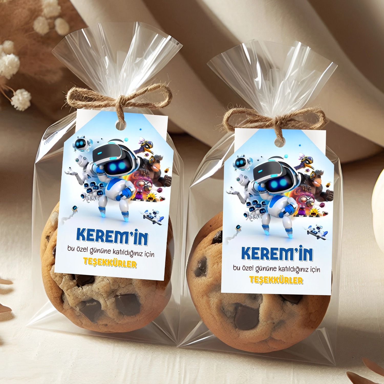 Astro Bot Temalı Kişiye Özel Teşekkür Kartı 8’li