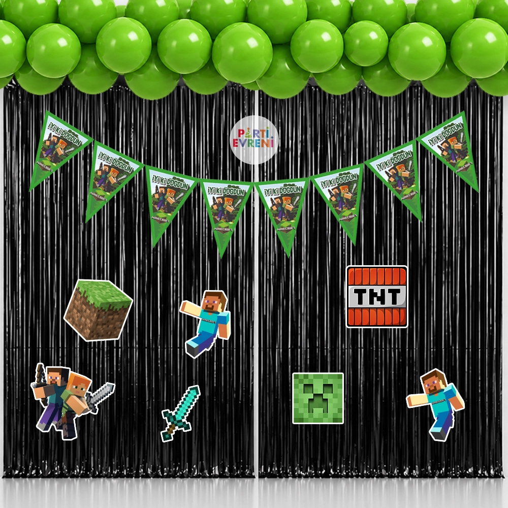 Minecraft Temalı Arka Fon Süsleme Seti