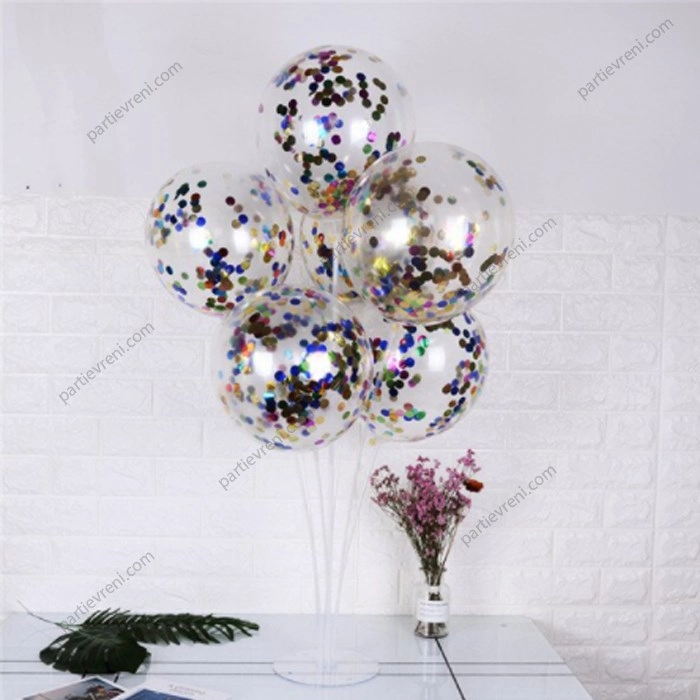 Ayaklı Balon Standı - Karışık Konfetili Şeffaf Balonlu