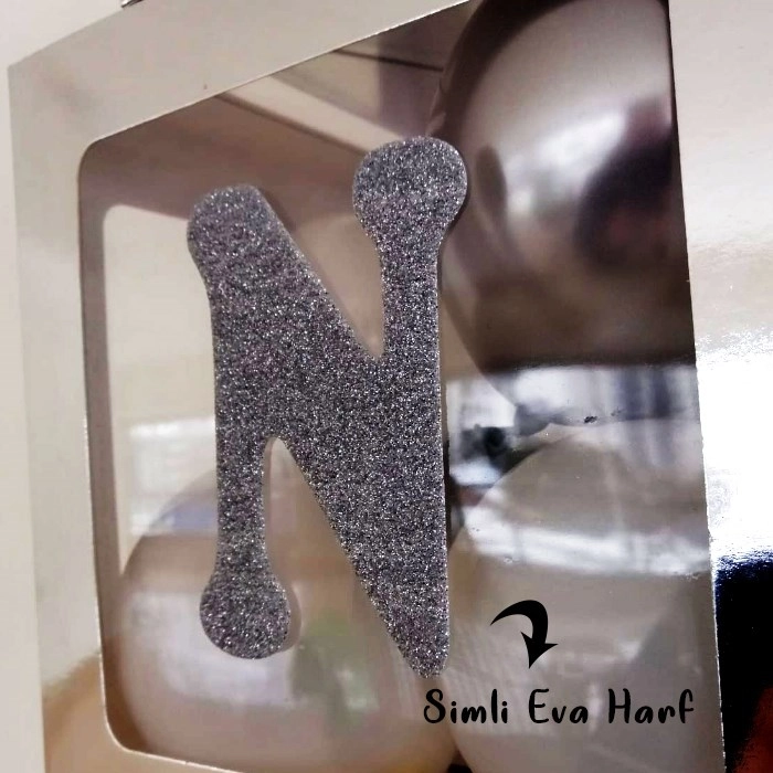 Şeffaf Kutu ve Harf - Gümüş - 25 Cm - Harf Hediyeli