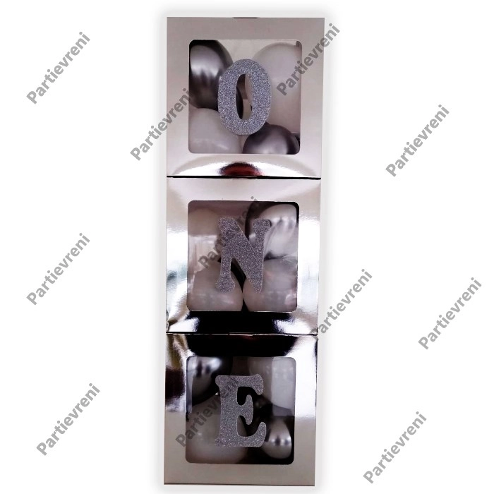 Şeffaf Kutu ve Harf - Gümüş - 25 Cm - Harf Hediyeli