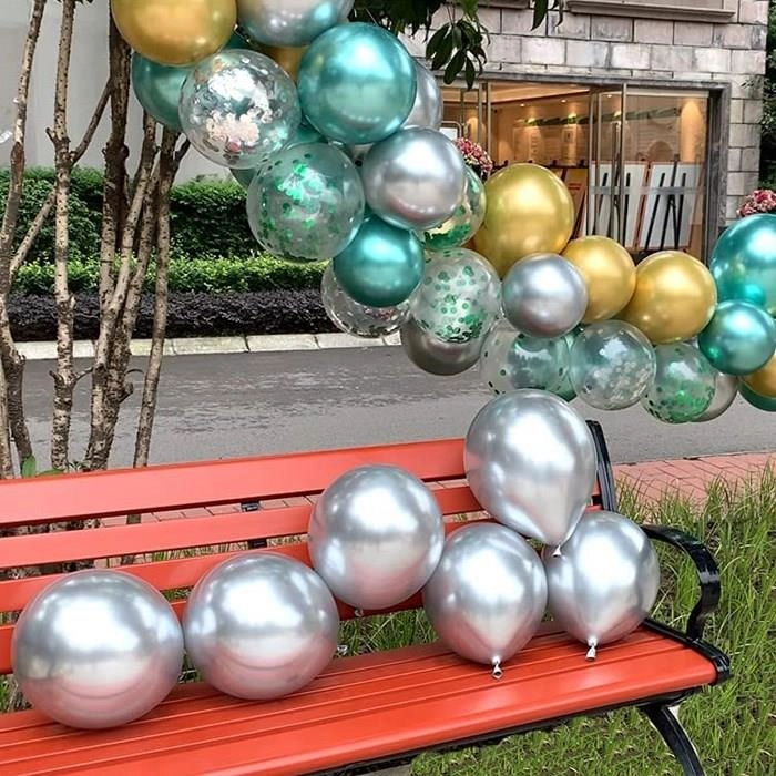 Gümüş Krom Kaplı Metalik Balon - 50 Adet