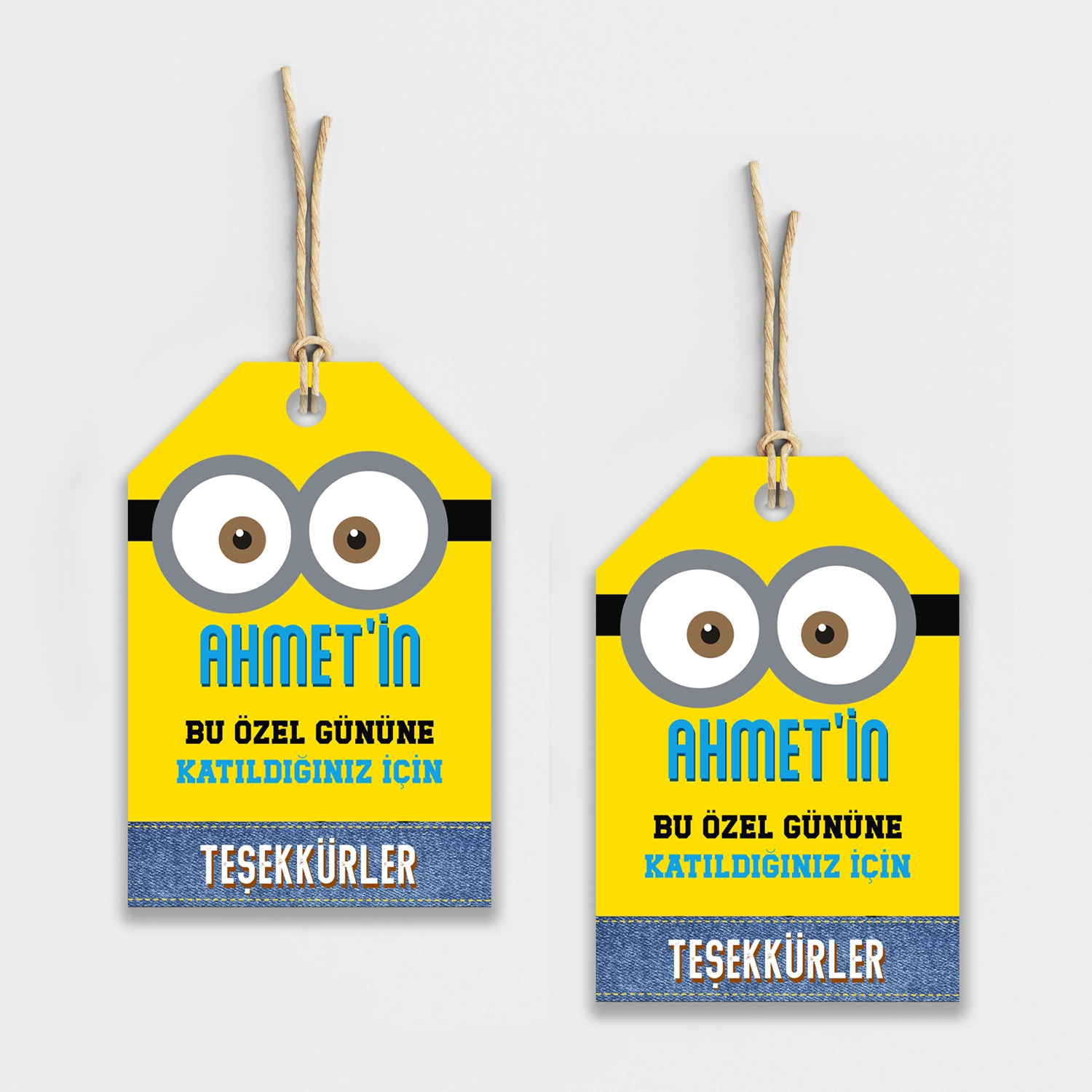 Minions Temalı Kişiye Özel Teşekkür Kartı 8’li