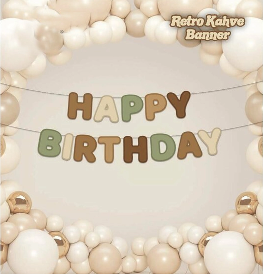 RetroTemalı Happy Birthday Kaligrafi