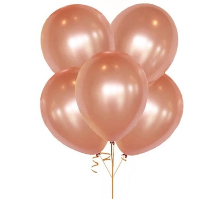 Rose Gold Metalik Baskısız Lateks Balon - 5 Adet