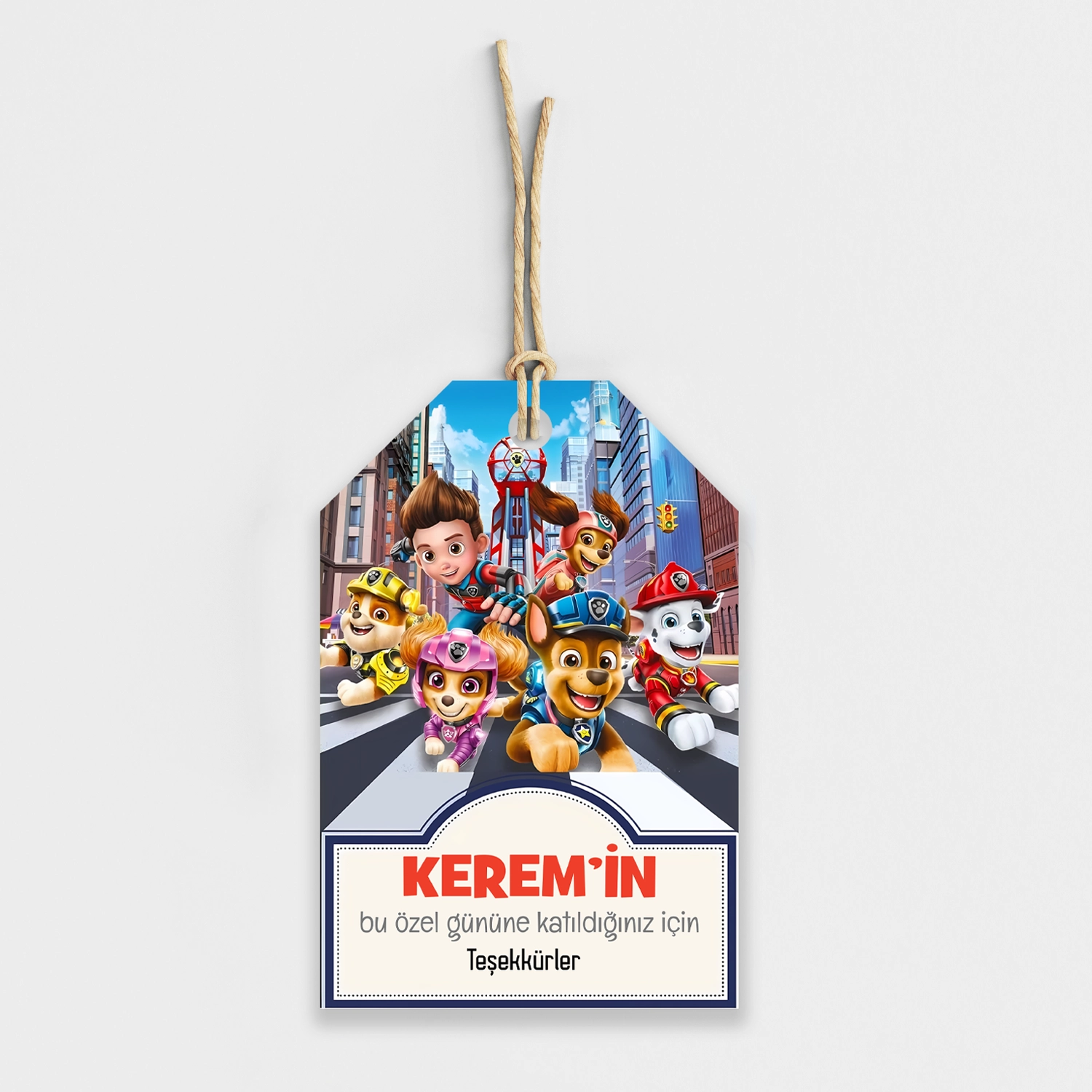 Paw Patrol Temalı Kişiye Özel Teşekkür Kartı 8’li