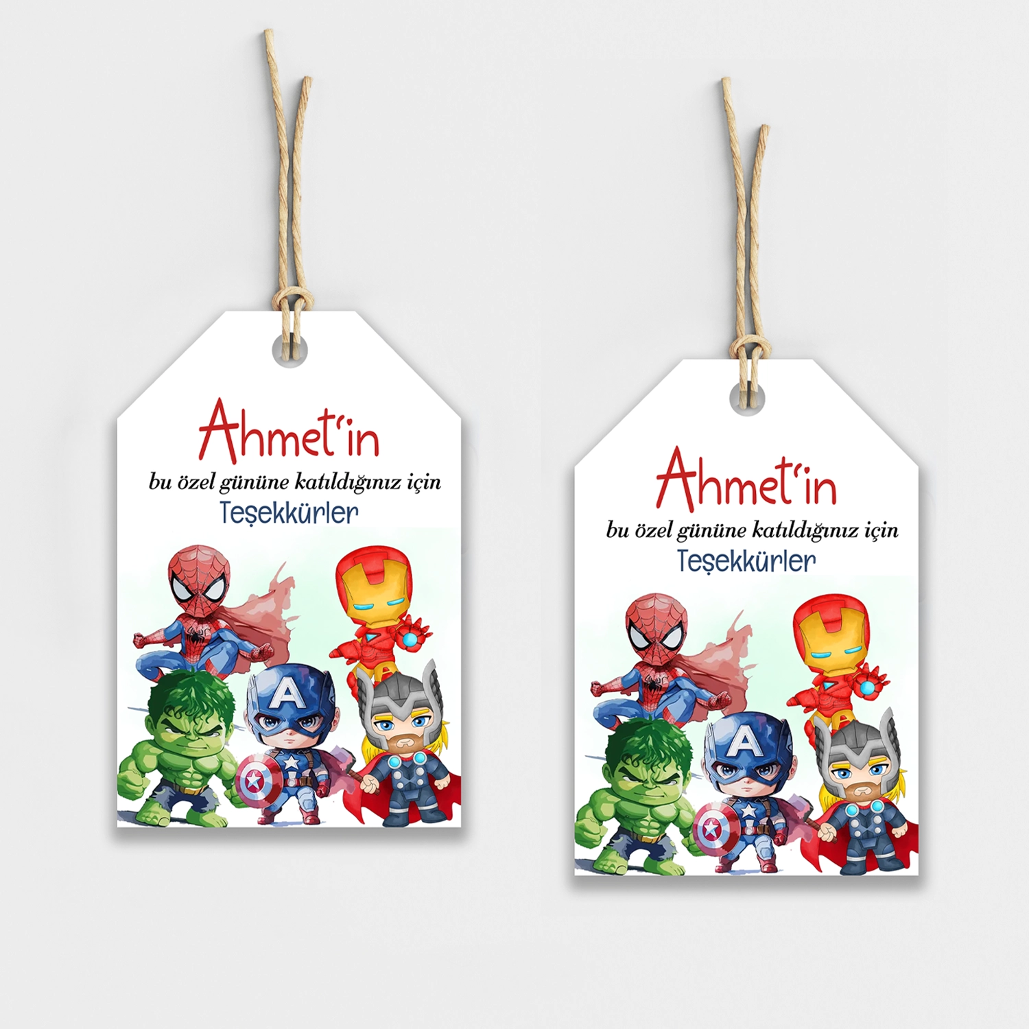 Avengers Kişiye Özel Teşekkür Kartı 8’li