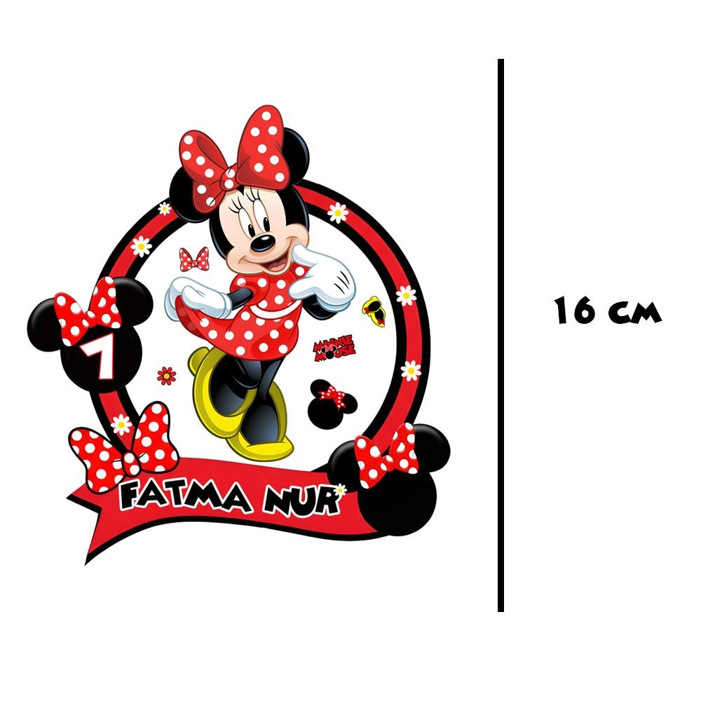 Kişiye Özel  Minnie Mouse Temalı Pano ve Pasta Süsü Seti