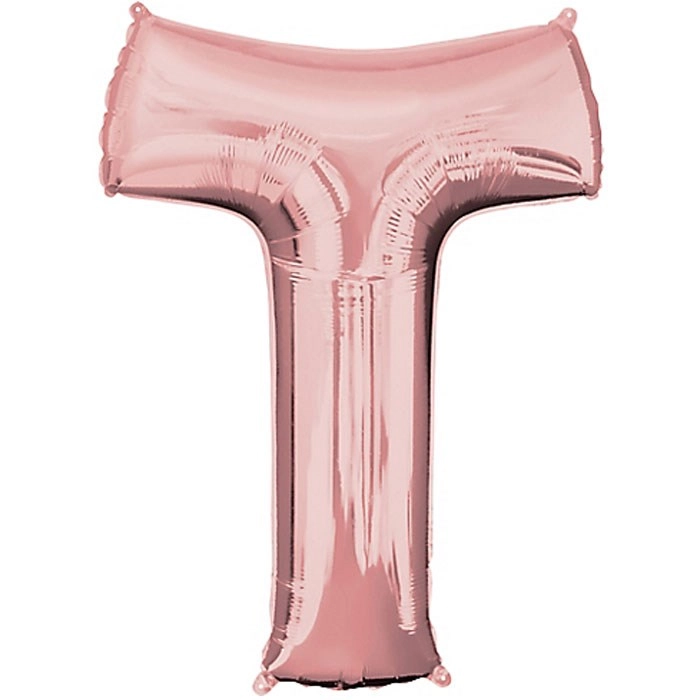 T Harfi Rose Gold Folyo Balon 1 Metre