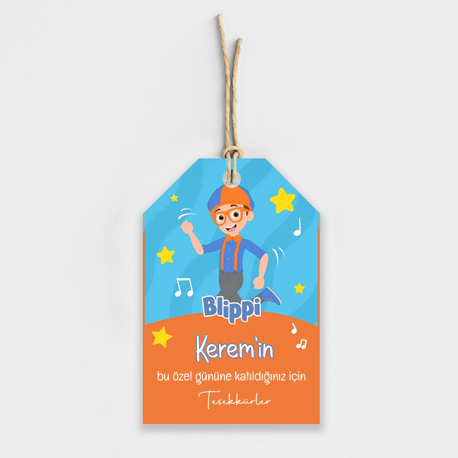 Blippi Temalı Kişiye Özel Teşekkür Kartı 8’li