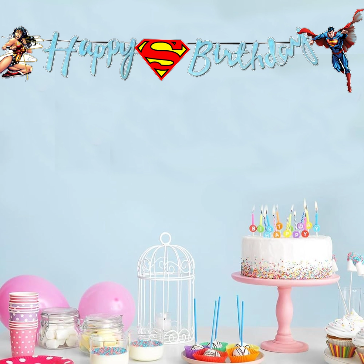 Superman Temalı Happy Birthday Kaligrafi