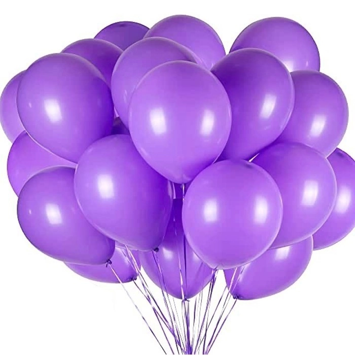 Mor Baskısız Lateks Balon - 5 Adet