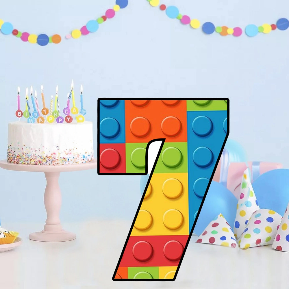 Blocks Temalı 7 Rakam Dekoratif Pano