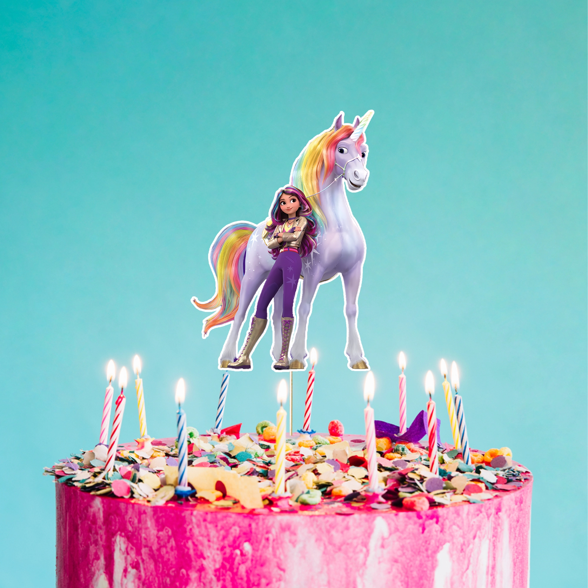 Unicorn Akademisi Temalı Çubuk Pasta Süsü
