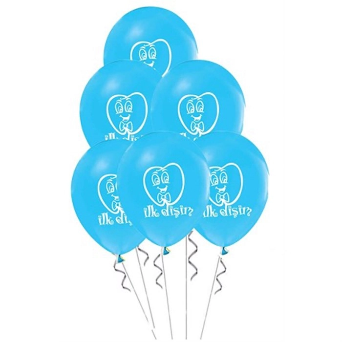 Diş Buğdayı Mavi Baskılı Balon - 5 Adet