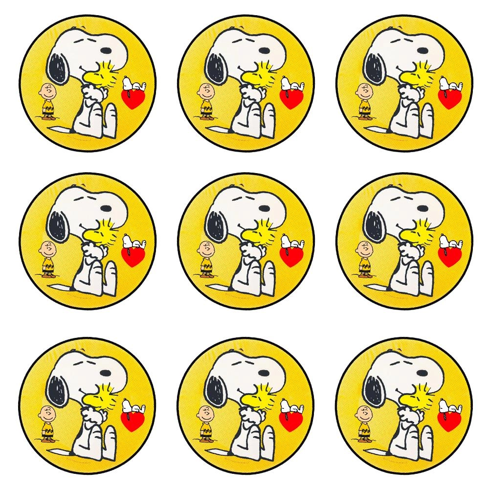 Snoopy Temalı Yuvarlak Etiket 5 cm 10 Adet