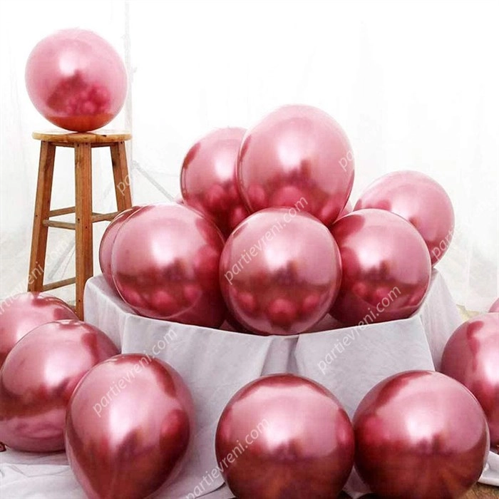 Pembe Krom Kaplı Metalik Balon - 5 Adet